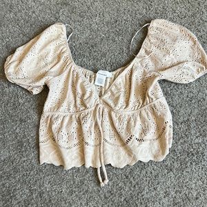 Eyelet Cream Top